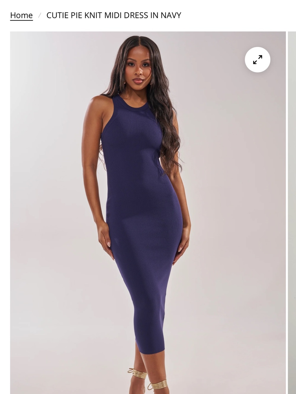 AKIRA Navy Ribbed Midi Dress